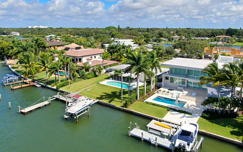 Scenic waterfront property view